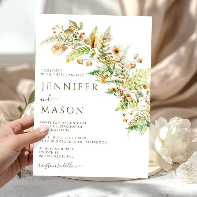 Invitation Fleurs rustiques d'automne Forêt Feuilles Mariage  (Créateur téléchargé)