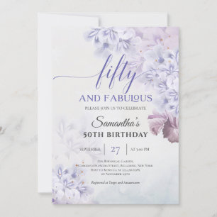 Invitation Fleurs rustiques de printemps violet cinquante et