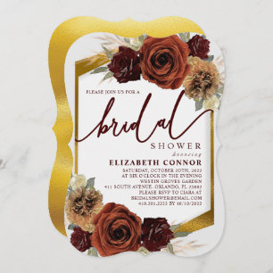 Invitation Fleurs rustiques et Fête des mariées en laiton Pam