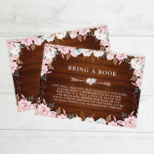 Invitation Fleurs rustiques et flèches apportent un livre