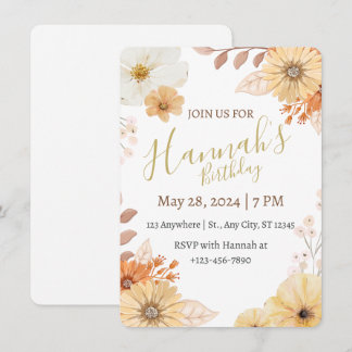 Invitation Fleurs rustiques pour femmes – Fleurs d'automne bo