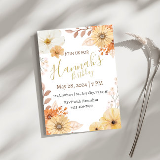 Invitation Fleurs rustiques pour femmes – Fleurs d'automne bo