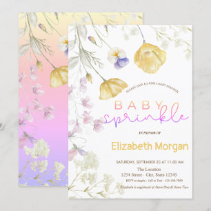 Invitation Fleurs sauvages à l'aquarelle Baby Sprinkle Baby S