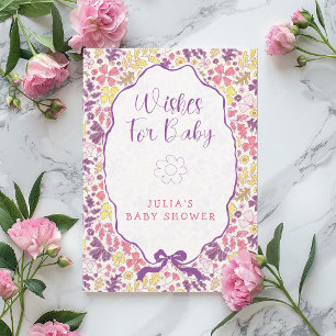 Invitation Fleurs sauvages à nœud rose violet Baby Shower