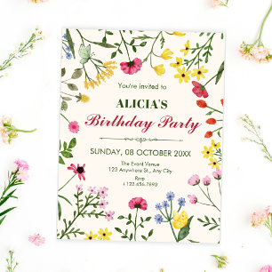Invitation Fleurs sauvages anniversaire