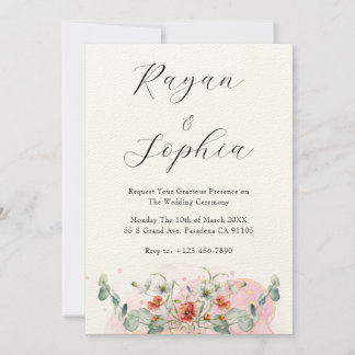 Invitation Fleurs sauvages aquarelle mariage invite