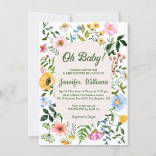 Invitation Fleurs sauvages aquarelle Oh Baby Shower