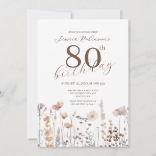 Invitation Fleurs sauvages aquarelle Quatre-vingtième Anniver