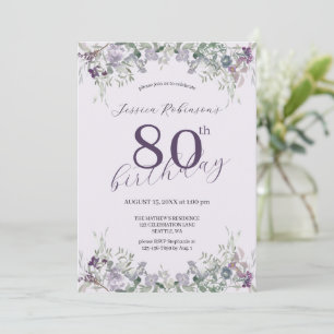 Invitation Fleurs sauvages aquarelle violet quatre-vingtième