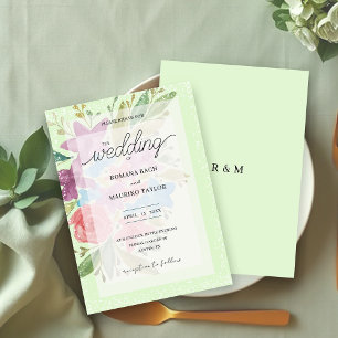 Invitation Fleurs sauvages artistiques boho vert aquarelle fl