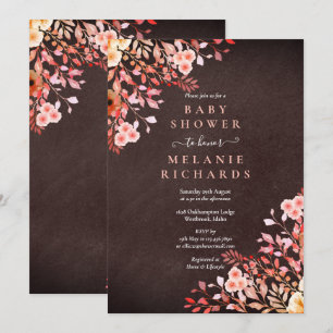 Invitation Fleurs sauvages Baby Shower/Sprinkle Tableau noir