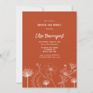 Invitation Fleurs sauvages blancs en terre cuite Brunch et Bu