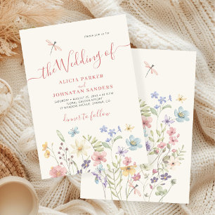Invitation Fleurs sauvages bohèmes aquarelle florale jardin m