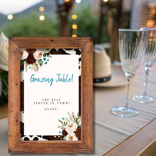 Invitation Fleurs sauvages bohèmes de l'Ouest  Panneau "Table (Western Boho Wildflowers "Grazing Table" Sign)