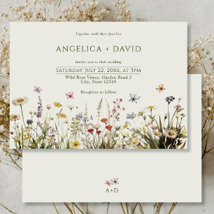 Invitation Fleurs sauvages Boho et Mariage de papillons