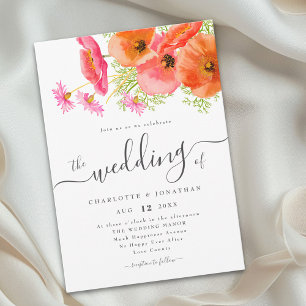 Invitation Fleurs sauvages Boho Floral Vibrant Rose Orange Ma
