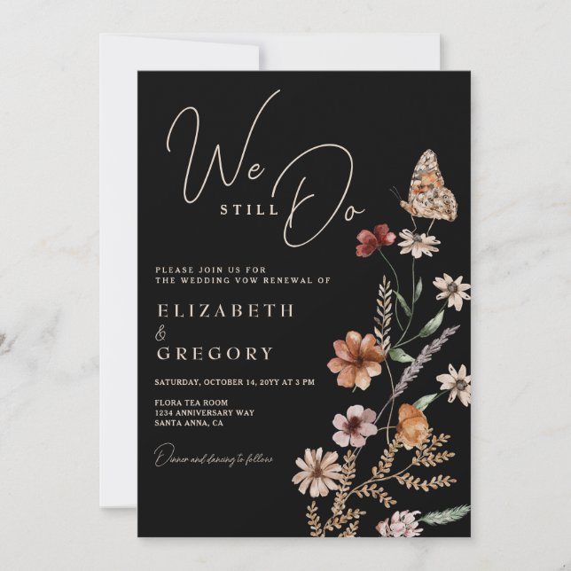 Invitation Fleurs sauvages Boho foncées Nous faisons encore r (Devant)