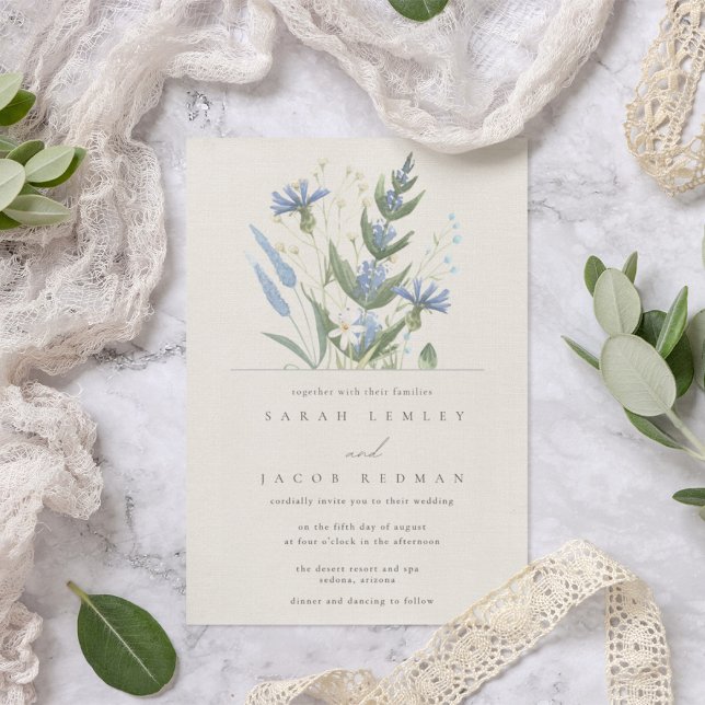 Invitation Fleurs Sauvages Botaniques de l'Été pour Mariage (Créateur téléchargé)