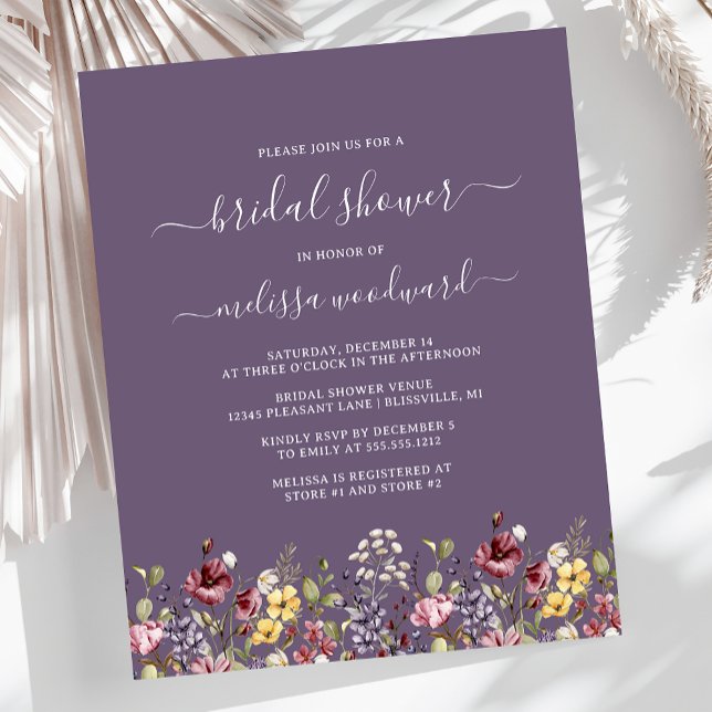 Invitation Fleurs sauvages Budget Purple Bridal (Créateur téléchargé)