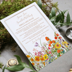 Invitation Fleurs sauvages colorées Mariages de taille réduit