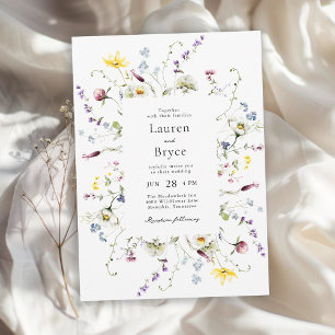 Invitation Fleurs sauvages colorées Romantique Mariage botani