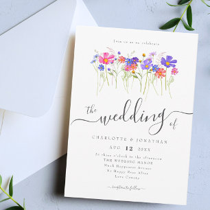 Invitation Fleurs Sauvages Colorées Vives et Audacieuses pour