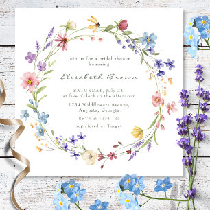 Invitation Fleurs sauvages colorées Wreath Fête des mariées d
