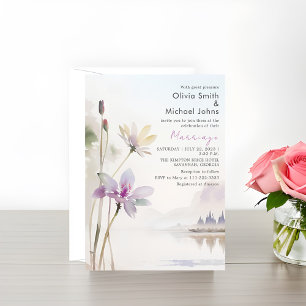 Invitation Fleurs sauvages Couleurs neutres Mariage aquarelle