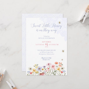 Invitation Fleurs sauvages d'abeilles de miel doux et Baby sh