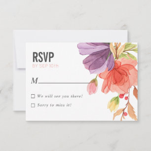 Invitation Fleurs sauvages d'aquarelle en gras Mariage en ros