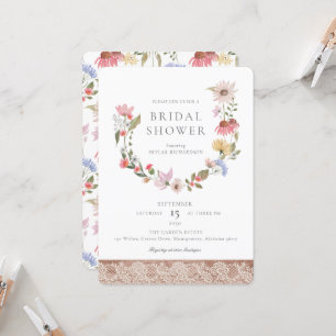 Invitation Fleurs sauvages d'aquarelle et Fête des mariées de