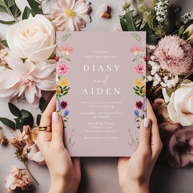Invitation Fleurs sauvages d'aquarelle et Mariage (Créateur téléchargé)