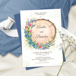 Invitation Fleurs sauvages d'aquarelle et Mariage rustique de