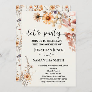 Invitation Fleurs sauvages d'automne Lets Party Boho Fiançail