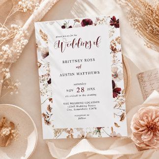 Invitation Fleurs Sauvages d'Automne Mariage Floral