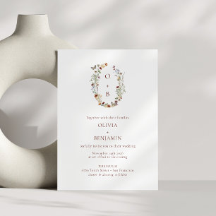 Invitation Fleurs sauvages de la nature Boho moderne Monogram