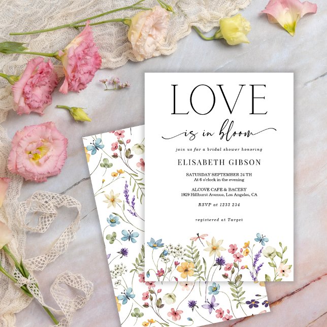 Invitation Fleurs sauvages de l'amour Papillon Enterrement de (Créateur téléchargé)