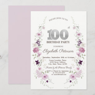 Invitation Fleurs sauvages de lilas à l'aquarelle 100e annive