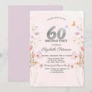 Invitation Fleurs sauvages de lilas à l'aquarelle 60 ans
