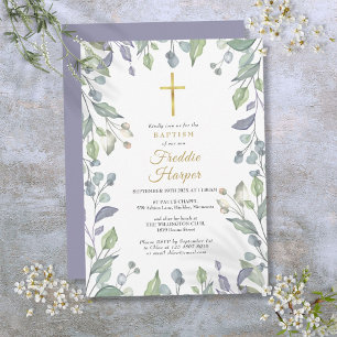 Invitation Fleurs sauvages de lilas aquarelle baptême christe