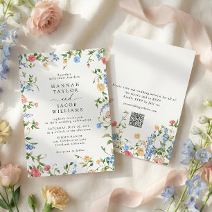 Invitation Fleurs Sauvages de Prairie Été Code QR RSVP Mariag