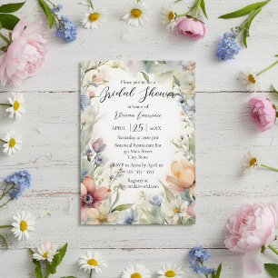 Invitation Fleurs sauvages de printemps aquarelle florale Bab