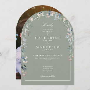 Invitation Fleurs sauvages de Sage Green Arc Floral Mariage p