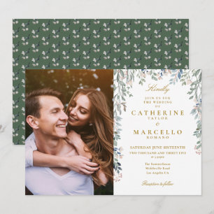 Invitation Fleurs sauvages de verdure en cascade Photo Mariag