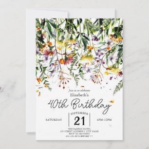 Invitation Fleurs sauvages délicieux été 40e anniversaire
