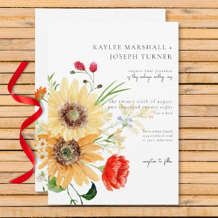 Invitation Fleurs sauvages d'été rustiques & Tournesols