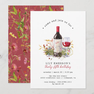 Invitation Fleurs sauvages du vin rouge   Tout Âge Adulte Nai