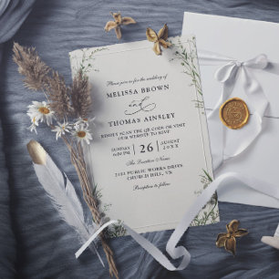 Invitation Fleurs sauvages Élégant Mariage Moderne Code QR Bu