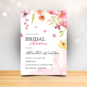 Invitation Fleurs sauvages élégantes de prairie estivale pour