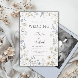 Invitation Fleurs Sauvages Élégantes Photo Florale Mariage Mo